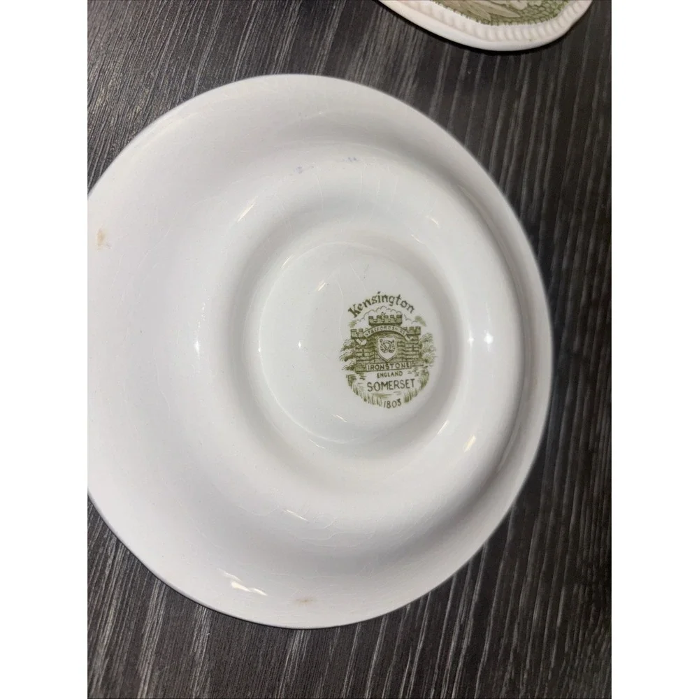 Kensington Staffords Somerset Saucers Green‎ White Fruit Lot of 2